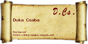Duka Csaba névjegykártya